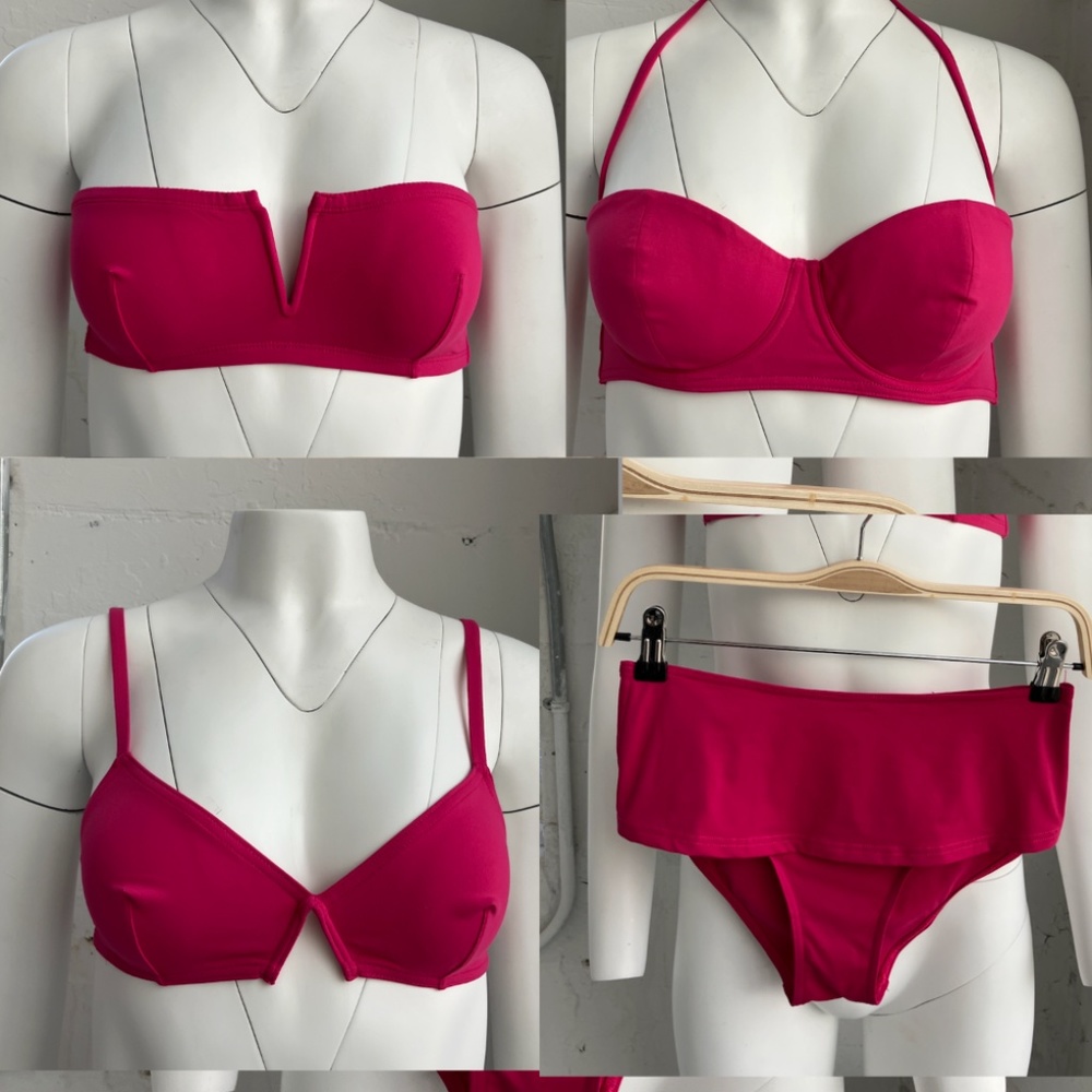 Eres 3 different tops +1 bottom fuchsia pink matching bikini big set